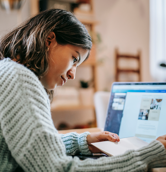 Woman working on laptop